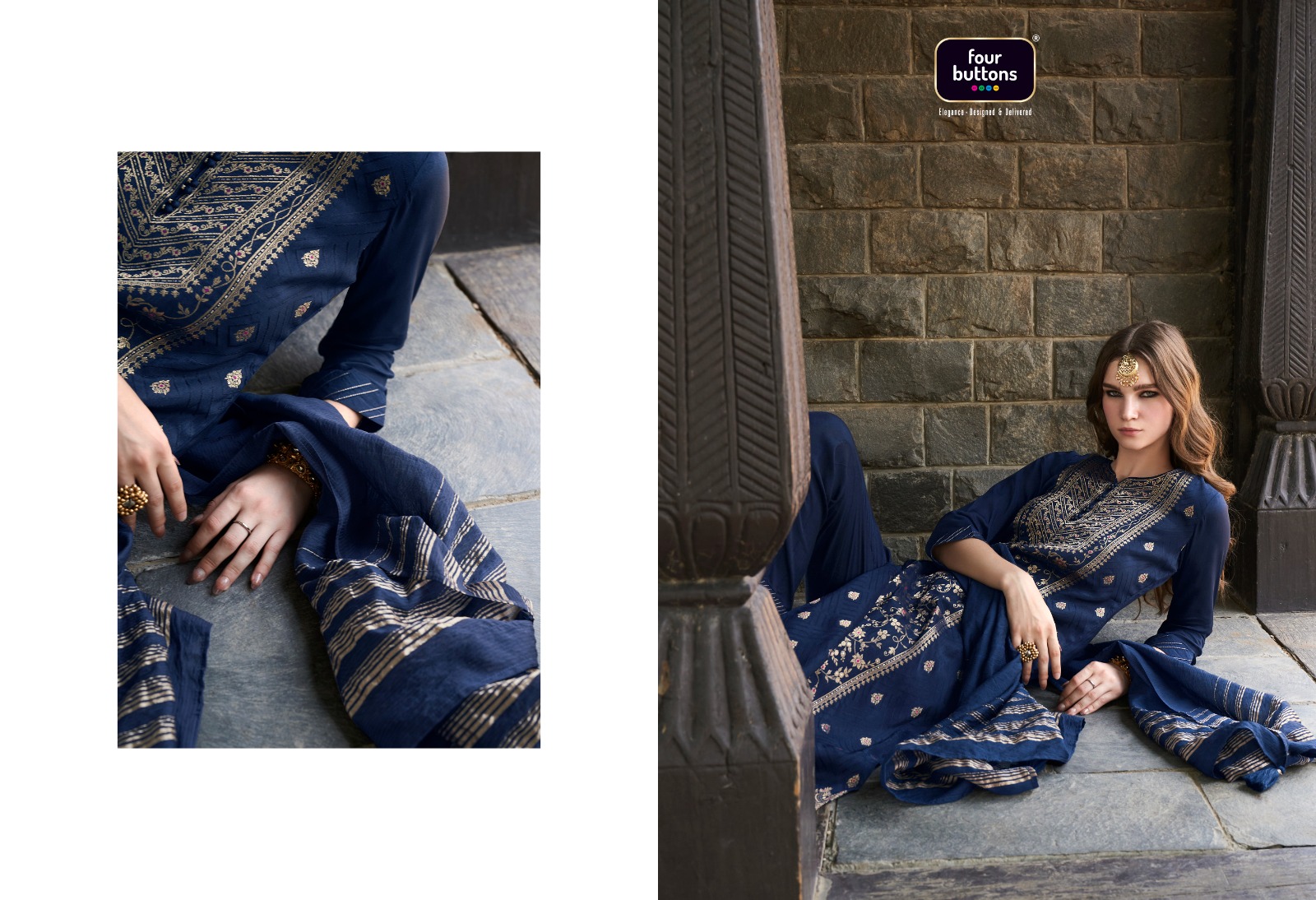 four buttons royalty 5 dola silk gorgeous look top bottom with dupatta catalog