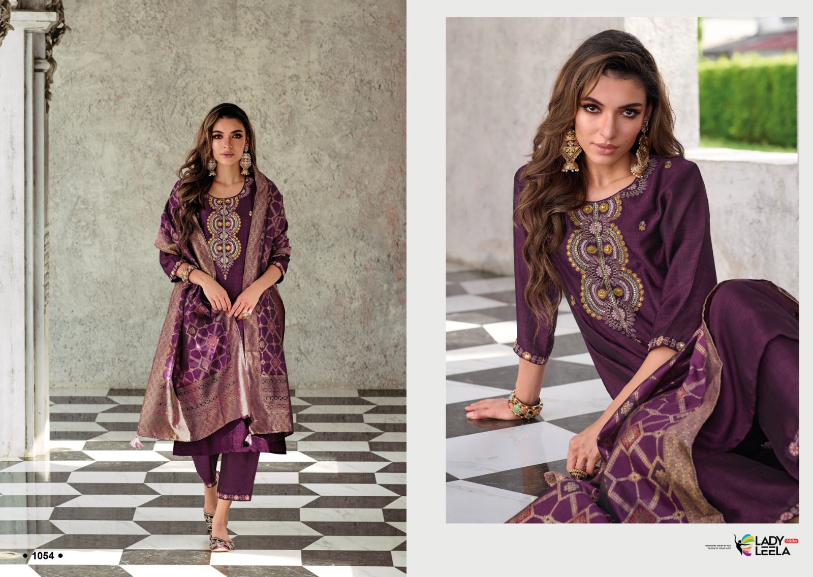 lady leela maisha vichitra silk catchy look kurti pant with dupatta catalog