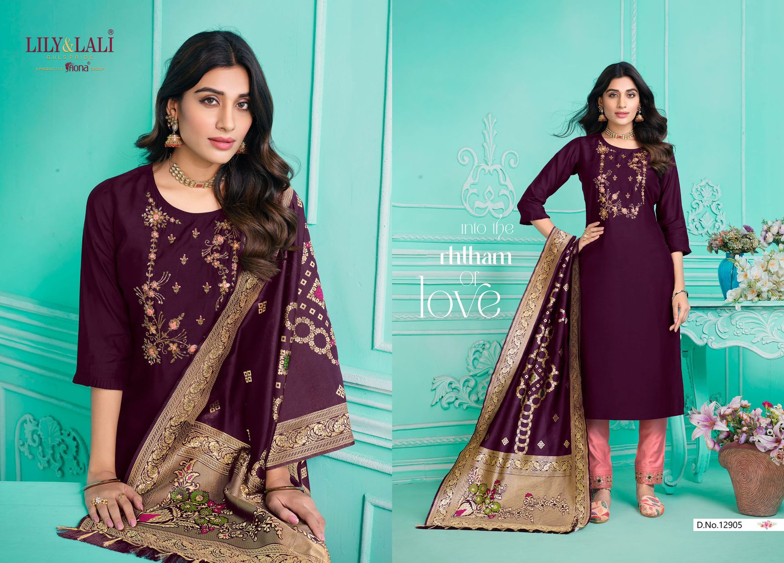 lily and lali gulmeena 2 milan silk attrective look top bottom with dupatta catalog