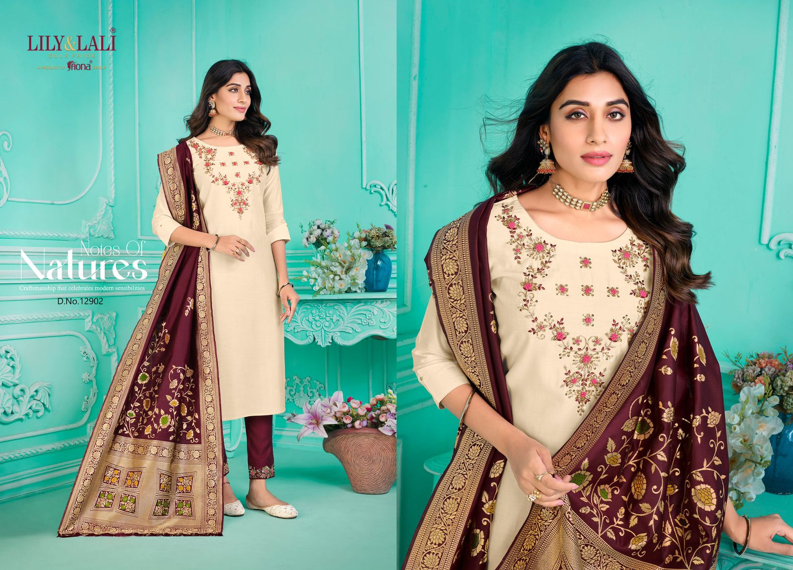 lily and lali gulmeena 2 milan silk attrective look top bottom with dupatta catalog