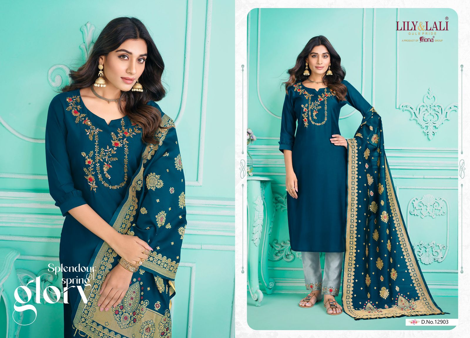 lily and lali gulmeena 2 milan silk attrective look top bottom with dupatta catalog