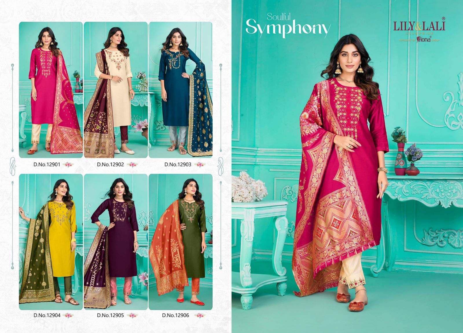 lily and lali gulmeena 2 milan silk attrective look top bottom with dupatta catalog