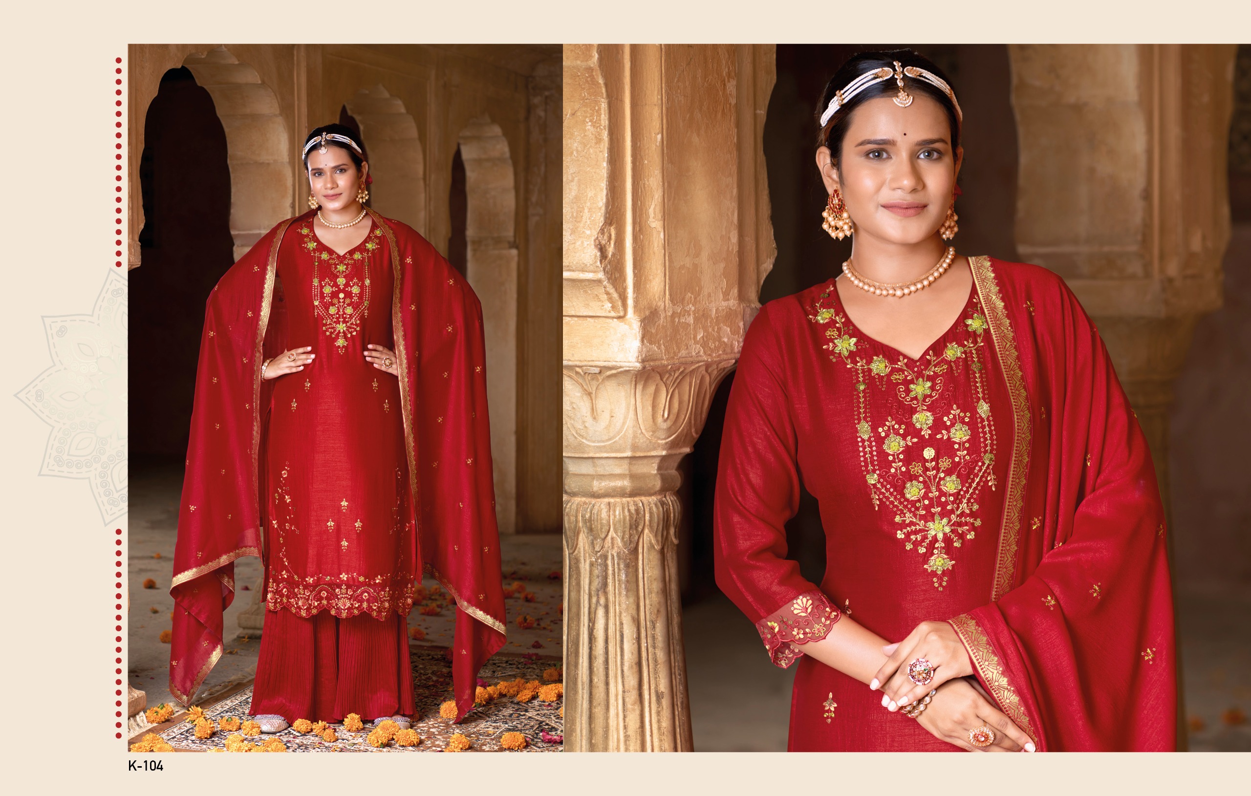 lily and lali karwa exclusive fancy festive look top bottom with dupatta catalog