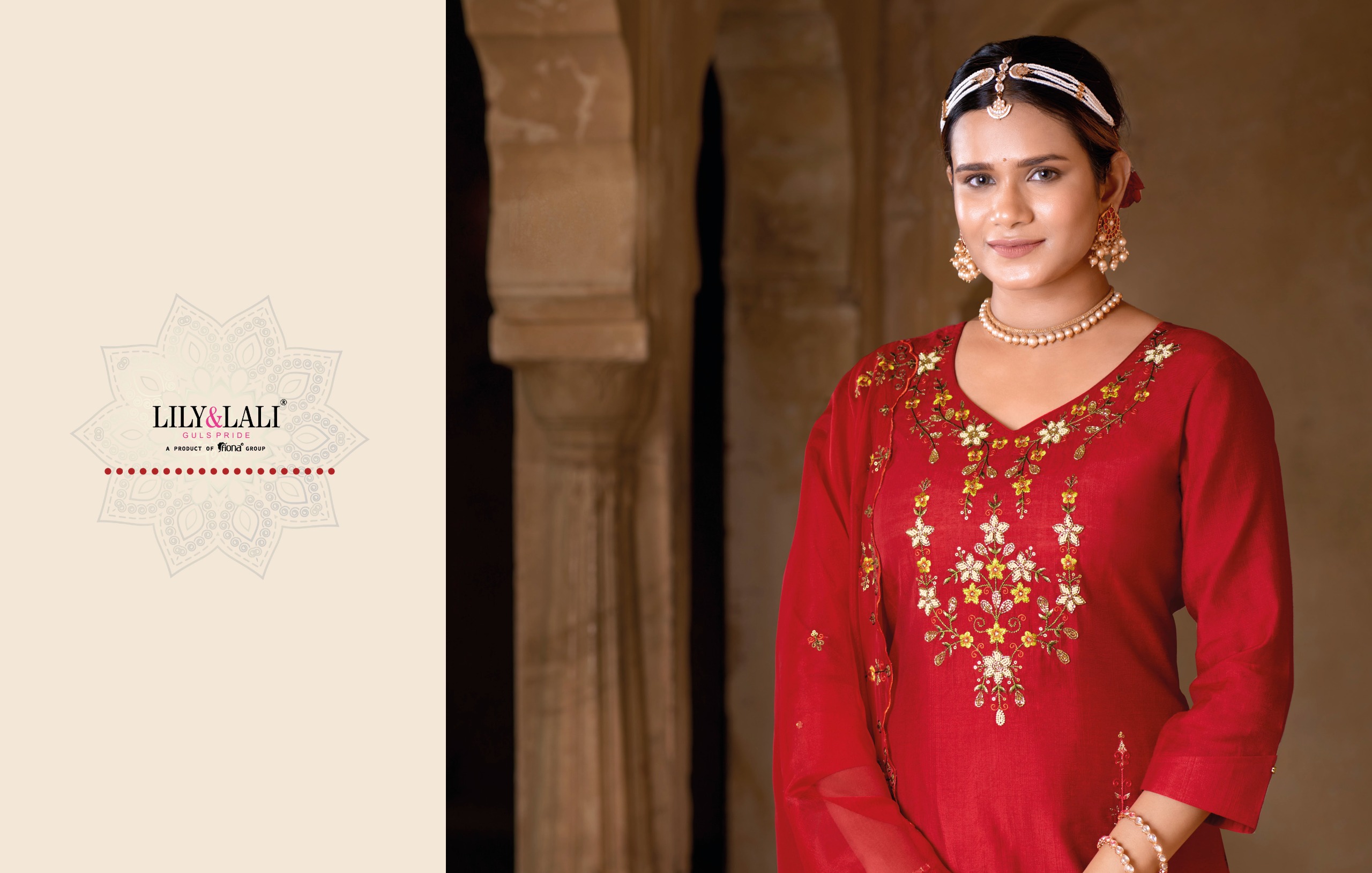 lily and lali karwa exclusive fancy festive look top bottom with dupatta catalog