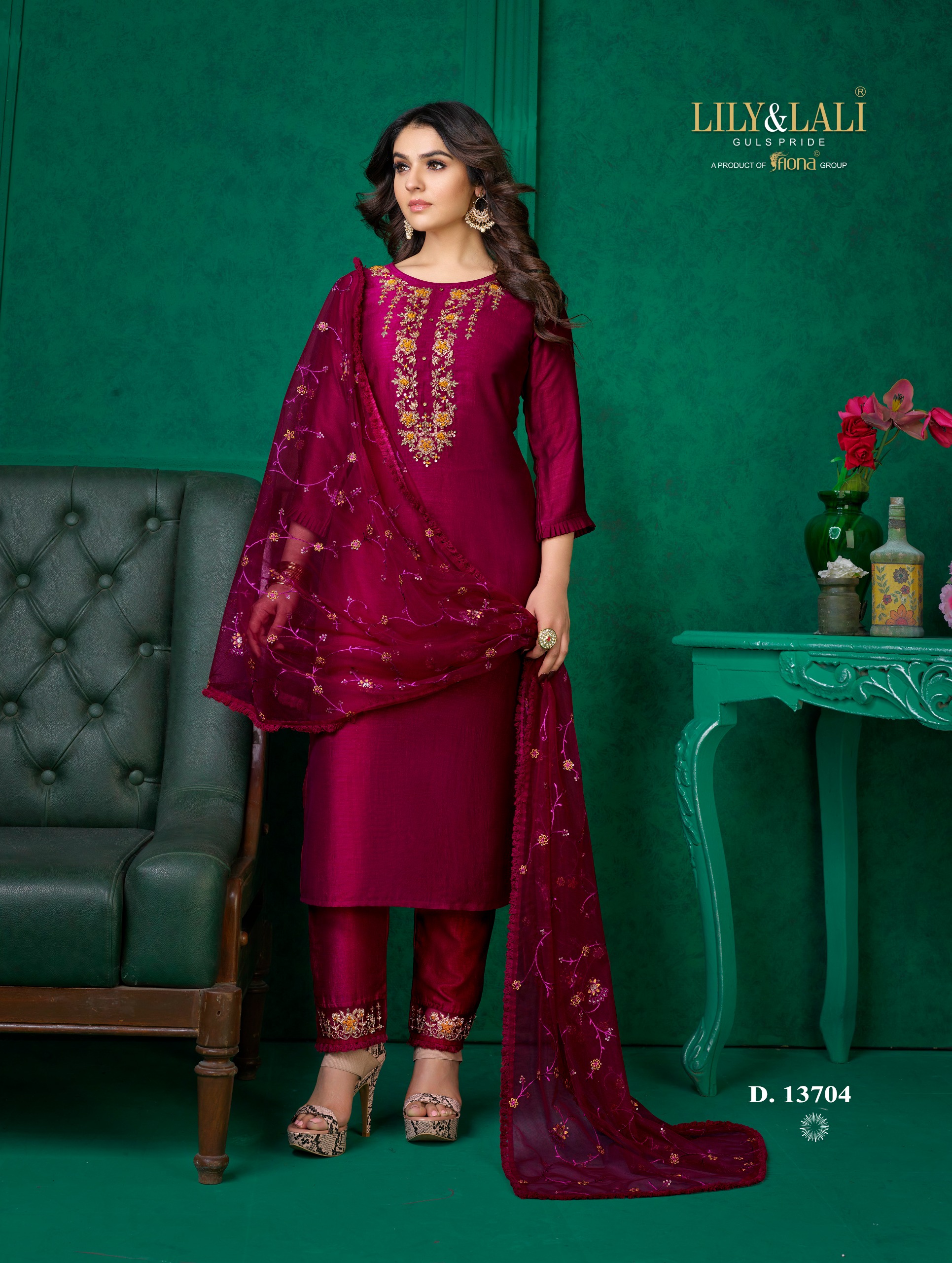 lily and lali maria 9 vol 3 supper silk innovative look kurti bottom with dupatta catalog