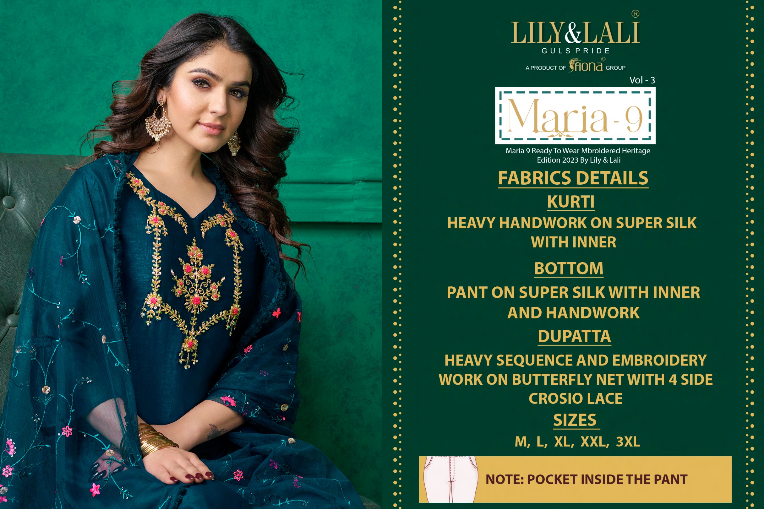 lily and lali maria 9 vol 3 supper silk innovative look kurti bottom with dupatta catalog