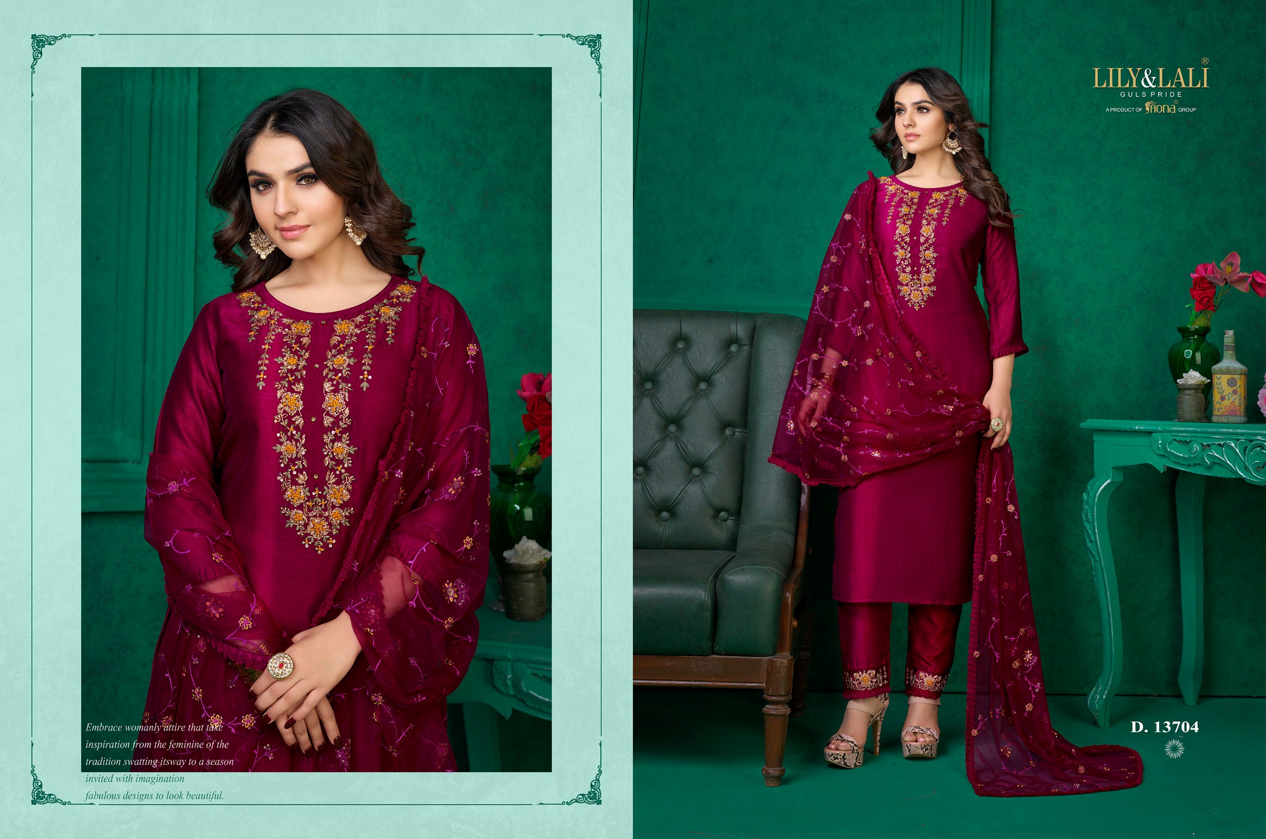 lily and lali maria 9 vol 3 supper silk innovative look kurti bottom with dupatta catalog