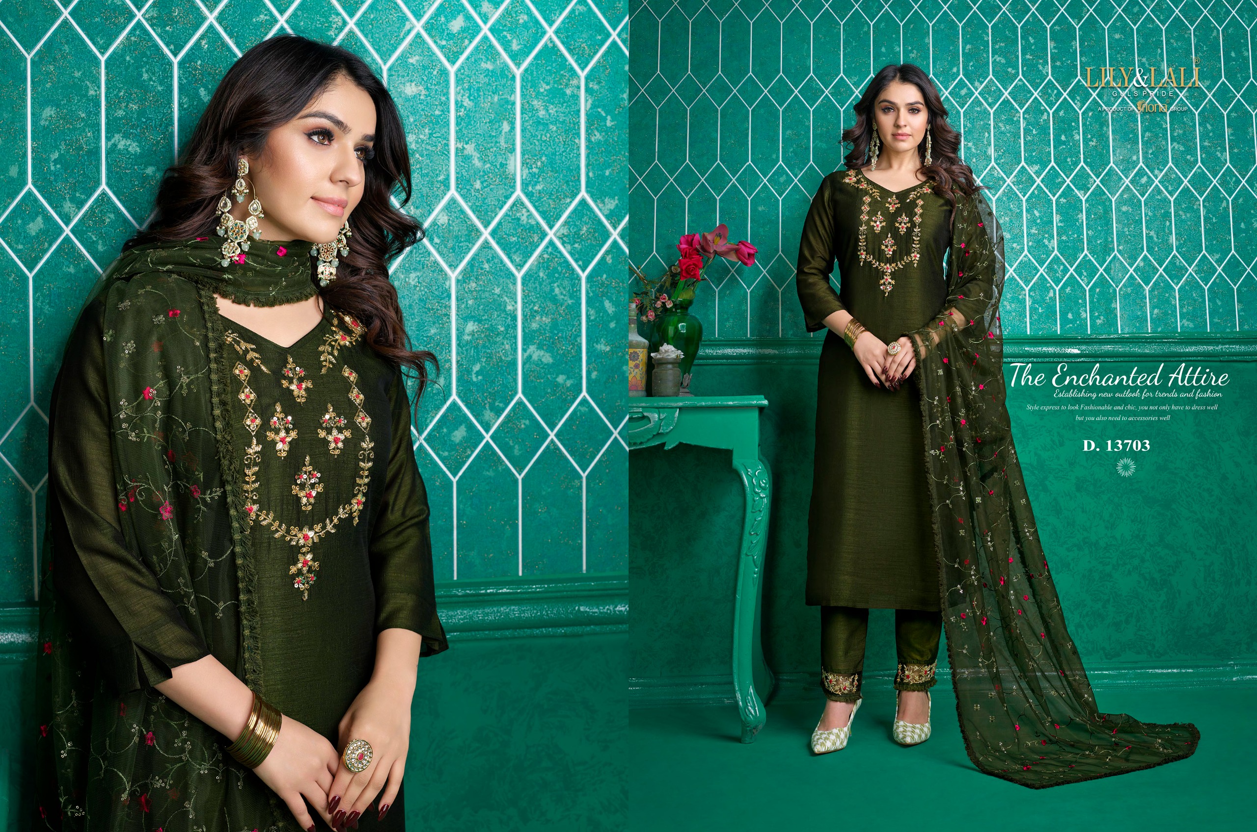 lily and lali maria 9 vol 3 supper silk innovative look kurti bottom with dupatta catalog