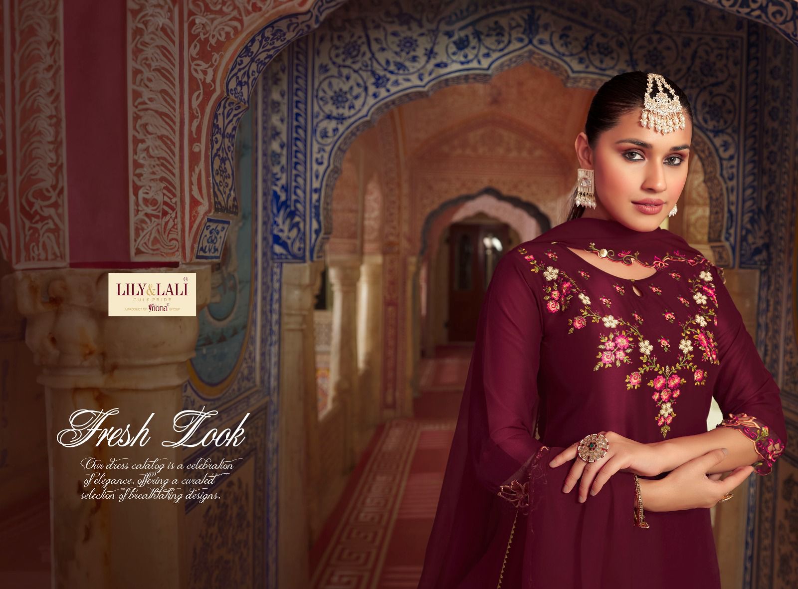 lily and lali mirror elegance bemberg silk elegant top bottom with dupatta catalog