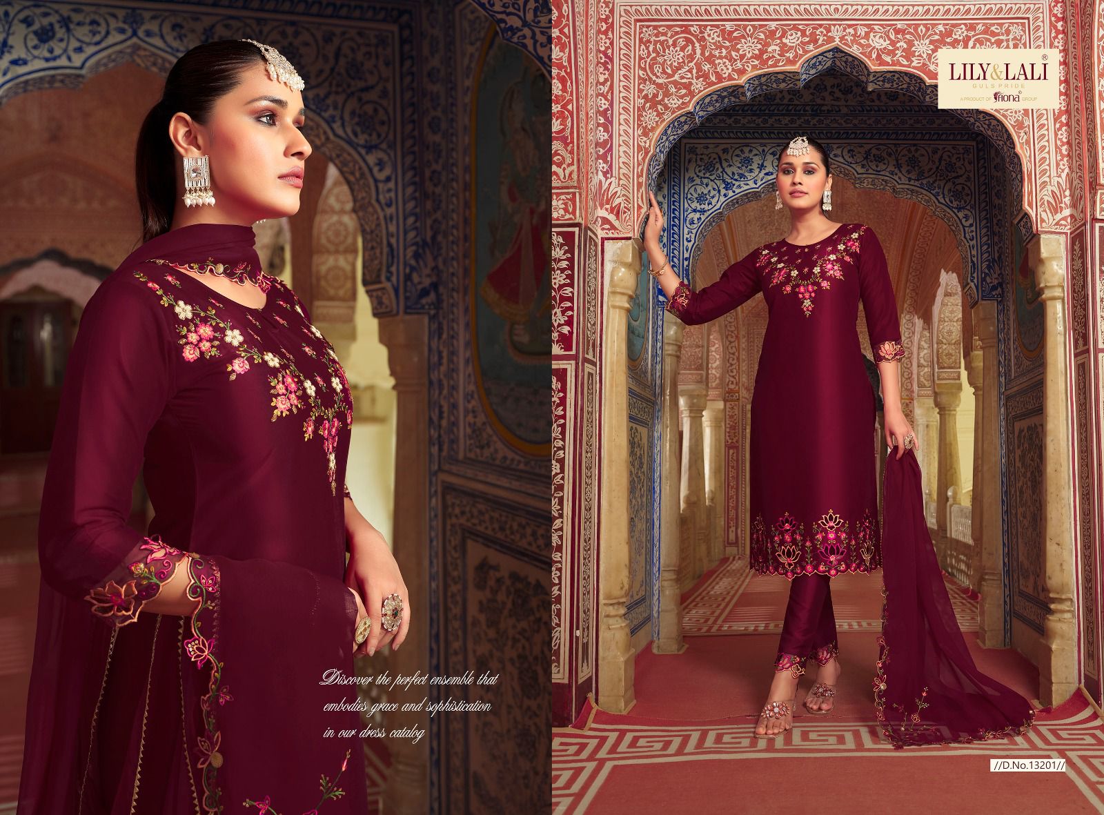 lily and lali mirror elegance bemberg silk elegant top bottom with dupatta catalog