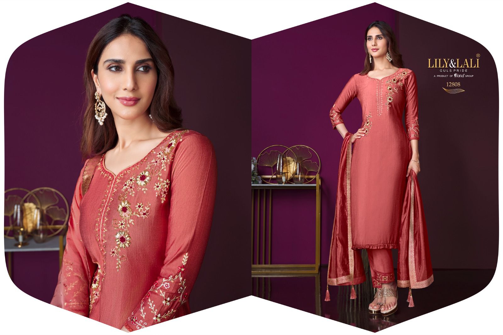 lily and lali modern ease viscose new and modern look top bottom with dupatta catalog