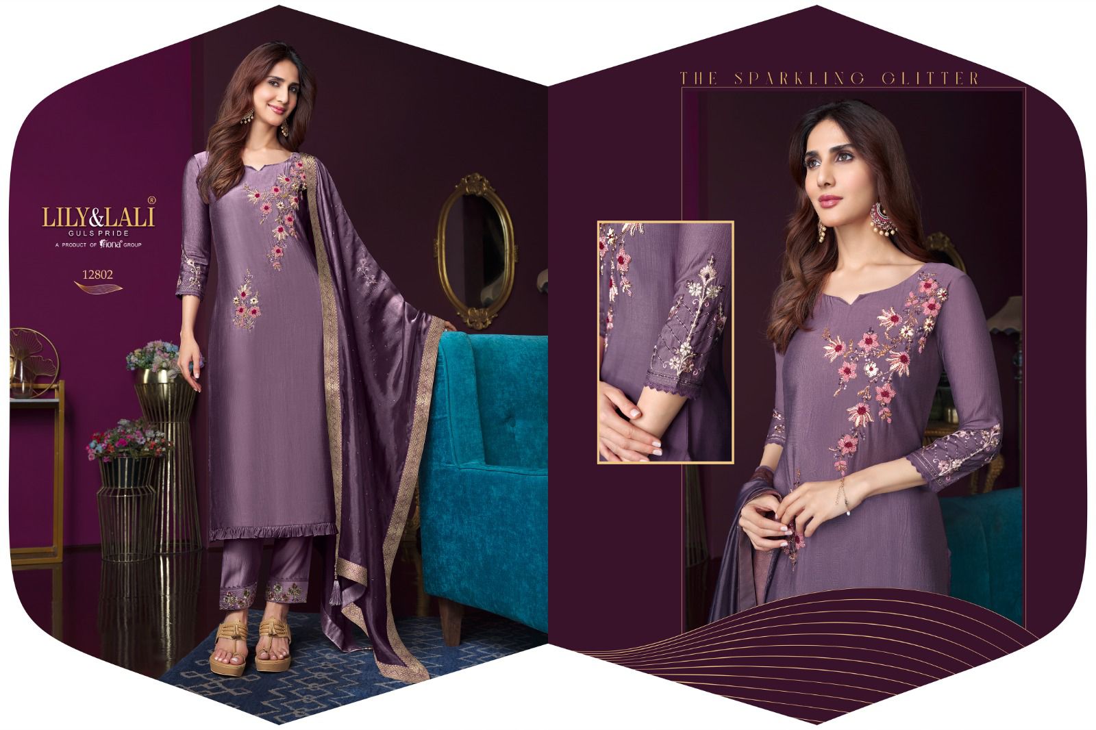 lily and lali modern ease viscose new and modern look top bottom with dupatta catalog