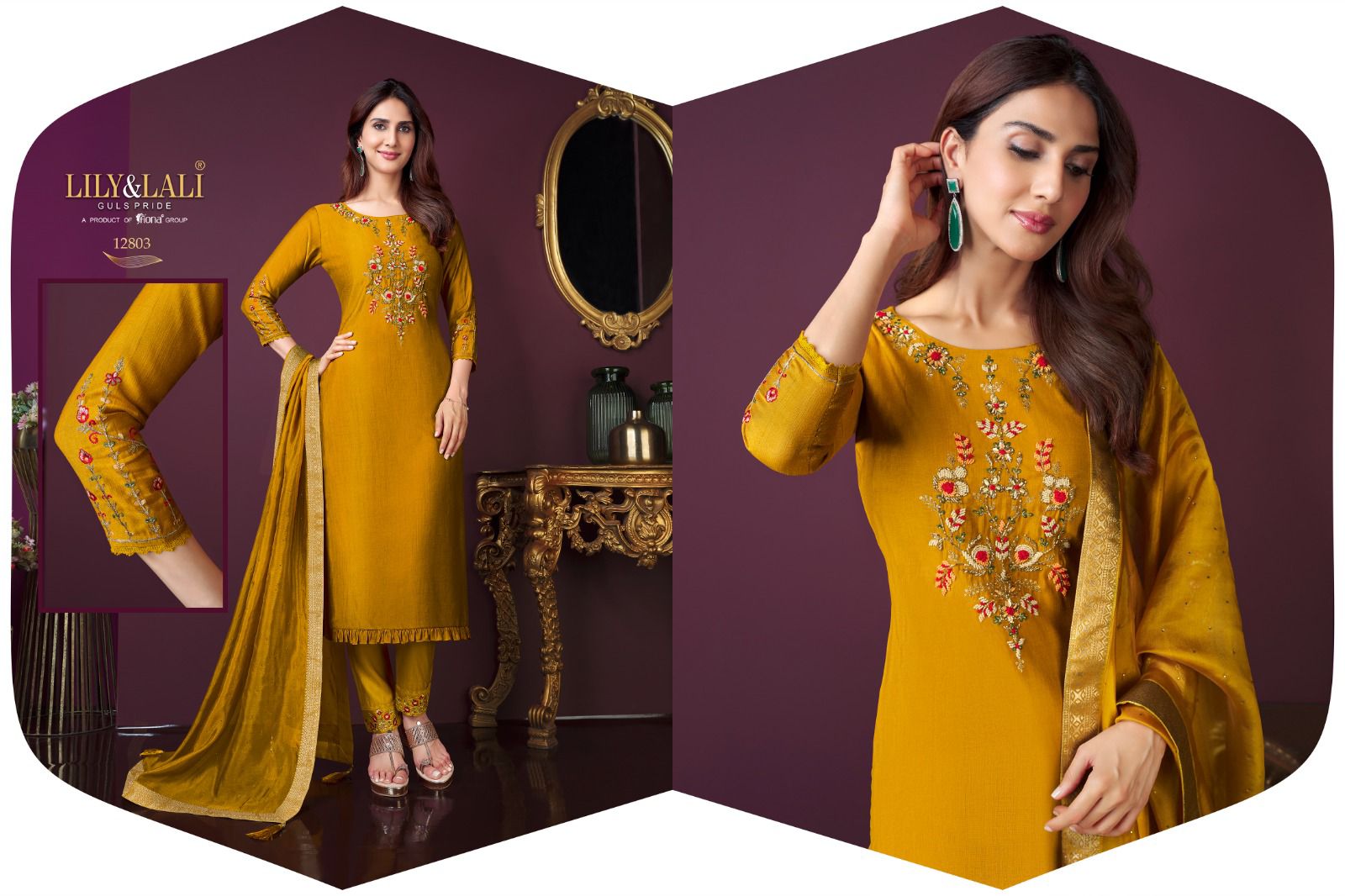 lily and lali modern ease viscose new and modern look top bottom with dupatta catalog