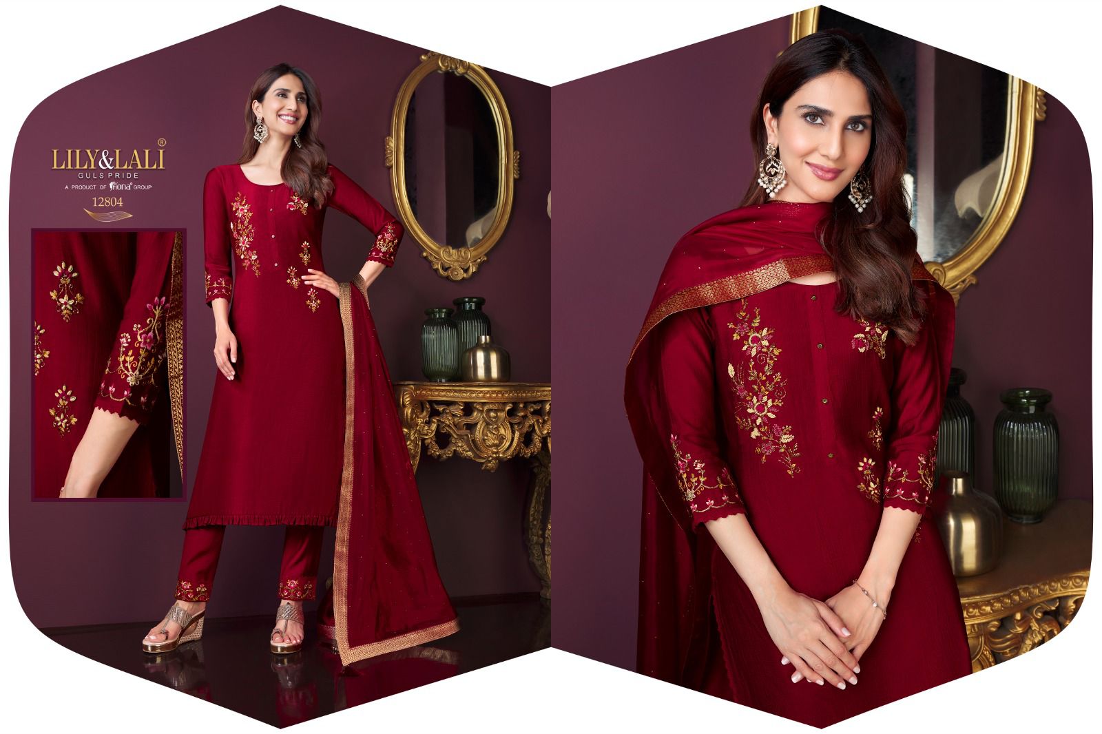 lily and lali modern ease viscose new and modern look top bottom with dupatta catalog