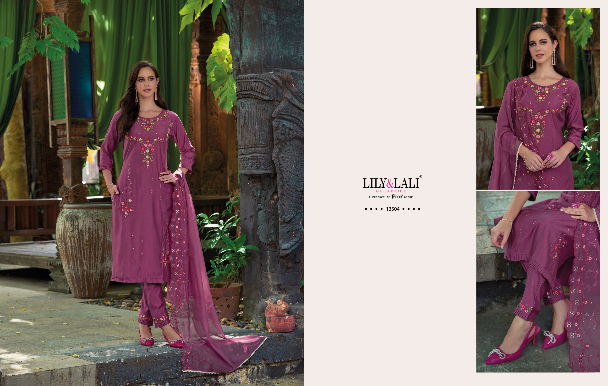 lily and lali rang ja viscose new and modern look top bottom with dupatta catalog