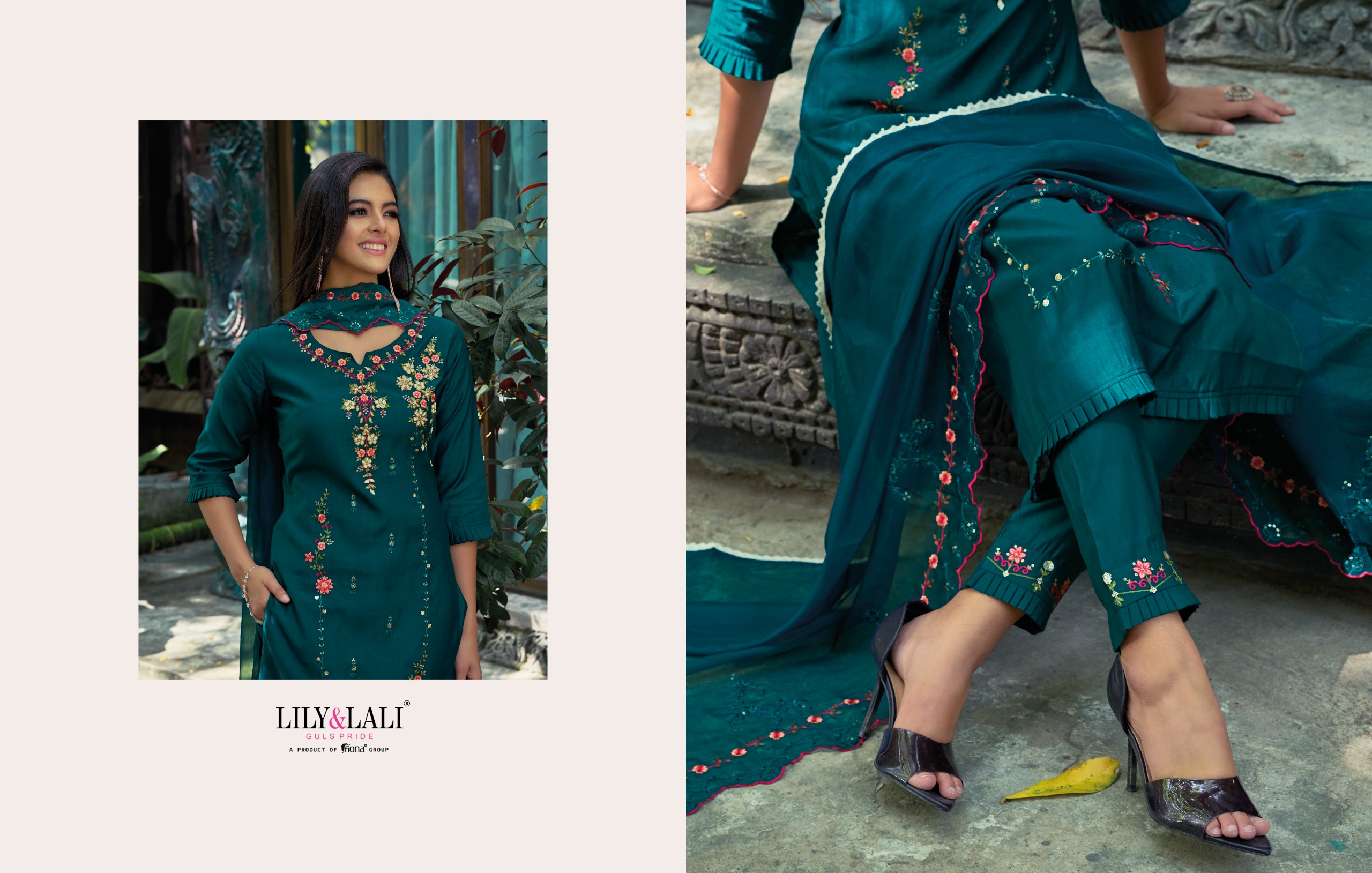 lily and lali rang ja viscose new and modern look top bottom with dupatta catalog