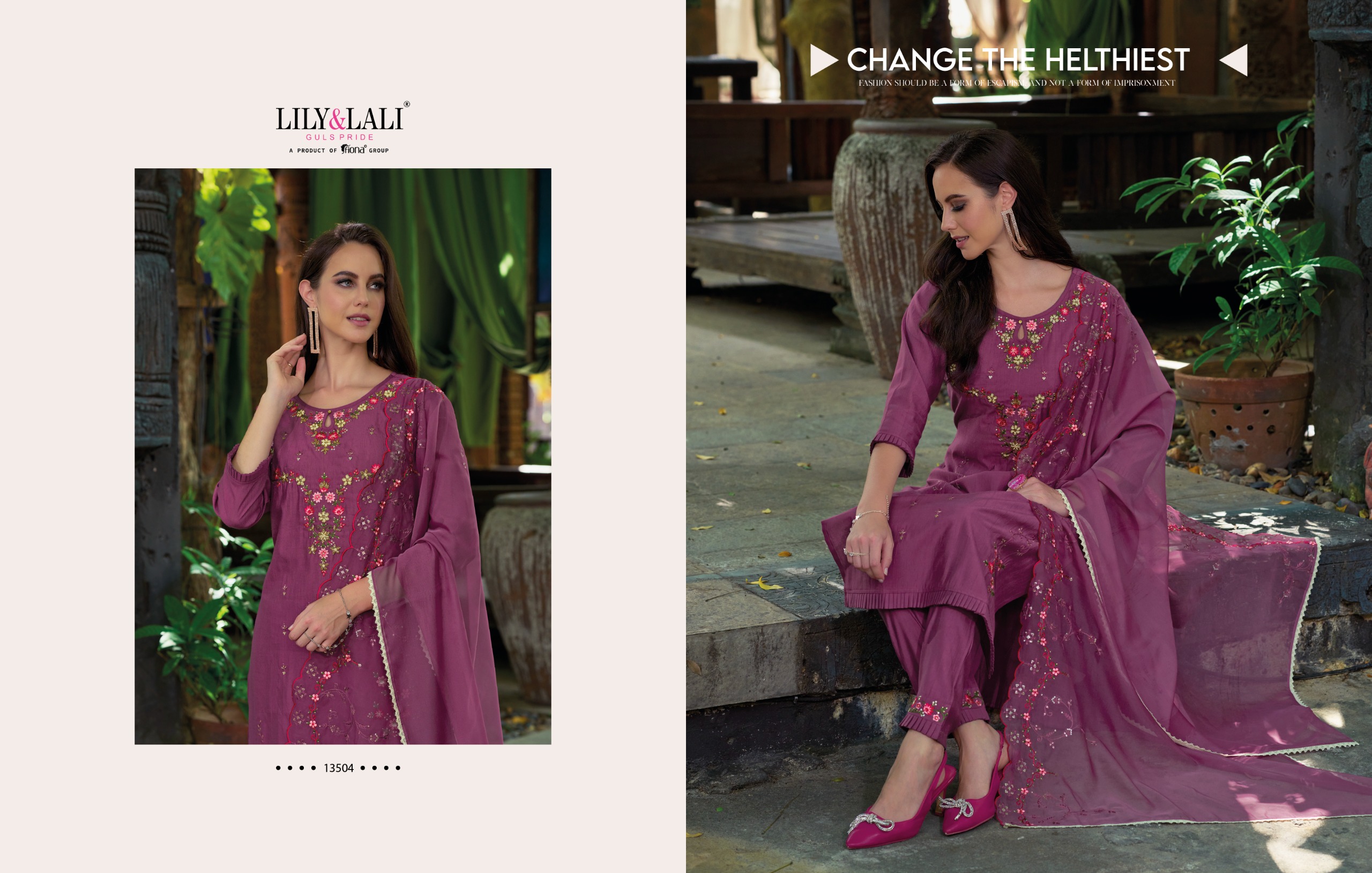 lily and lali rang ja viscose new and modern look top bottom with dupatta catalog