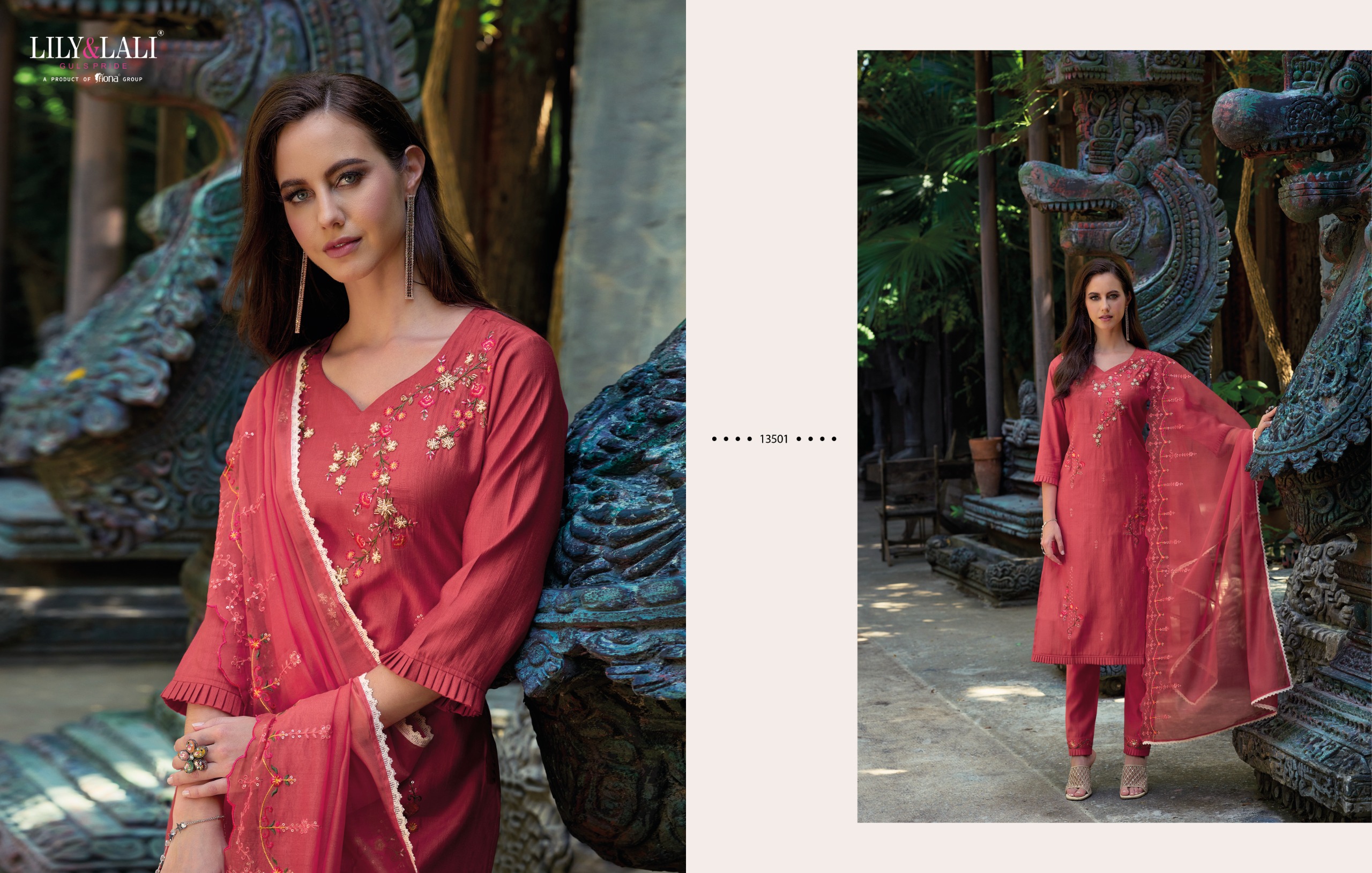 lily and lali rang ja viscose new and modern look top bottom with dupatta catalog