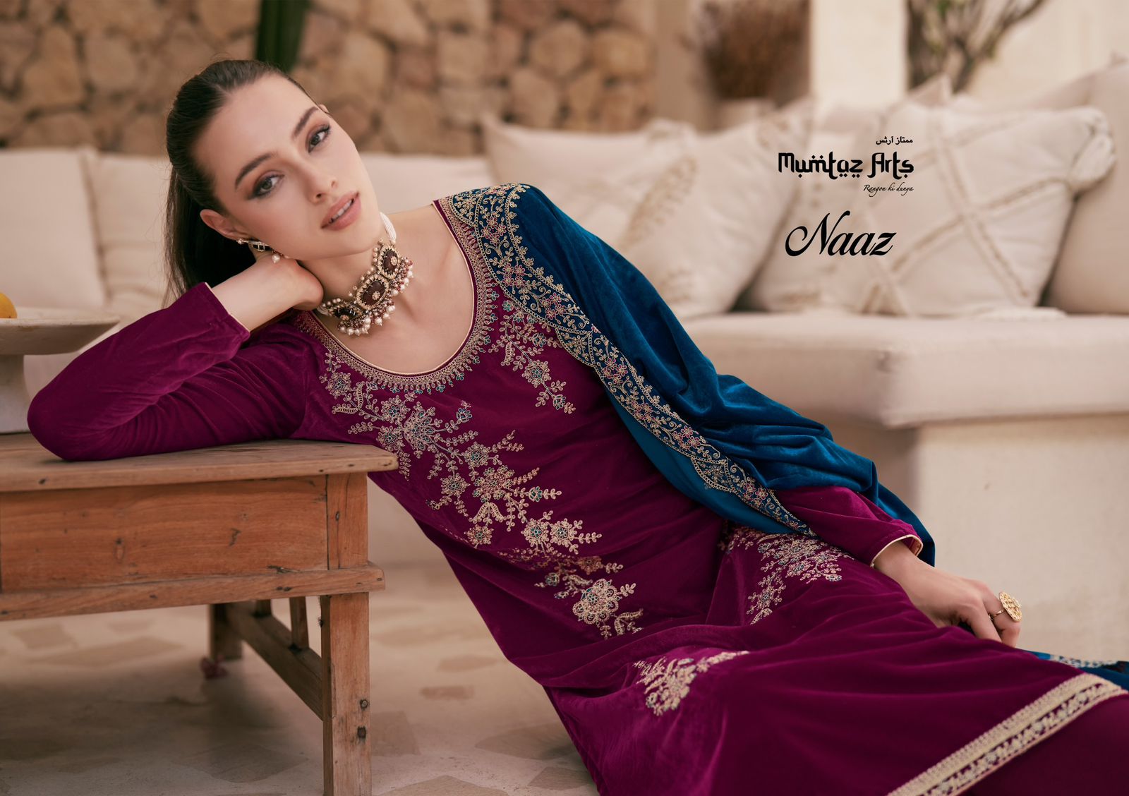 mumtaz art naaz velvet graceful look salwar suit catalog