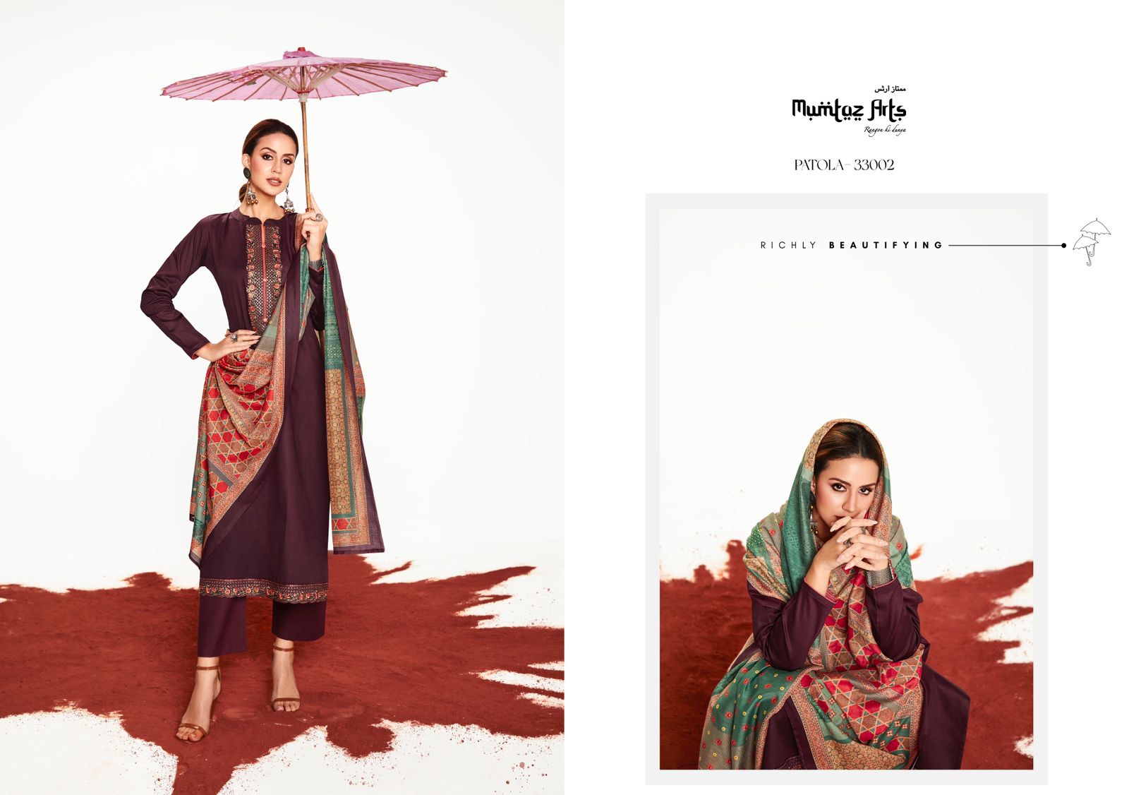 mumtaz art patola jam satin gorgeous look salwar suit catalog