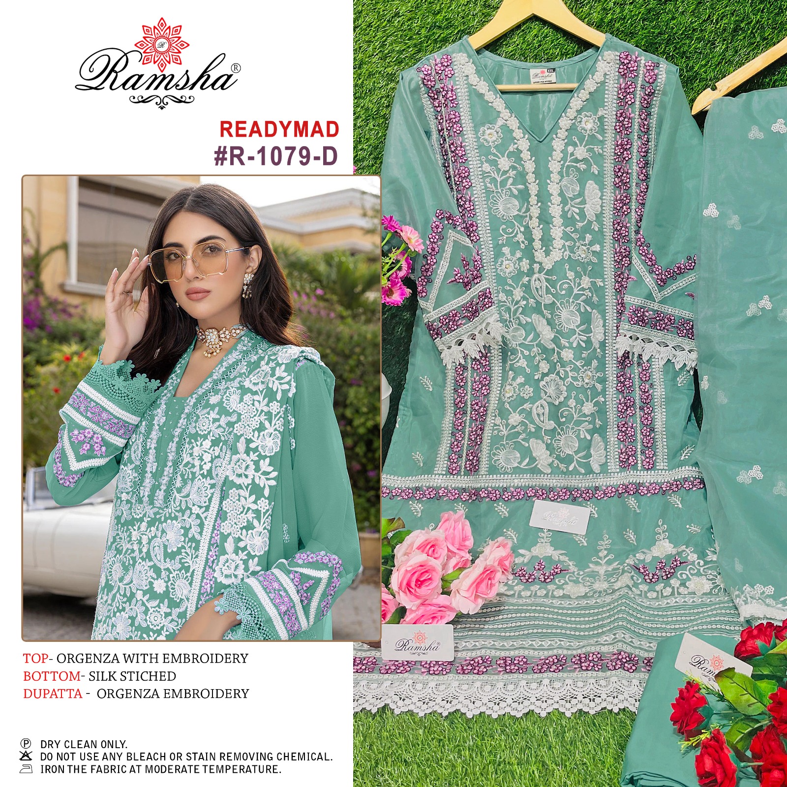 ramaha ramsha d no 1079 organza decent embroidery look top bottom with dupatta catalog