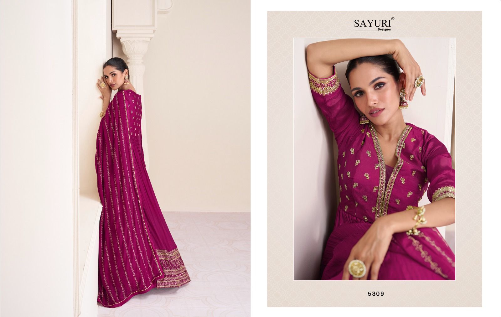 sayuri polki gerogtte decent look top dupatta catalog