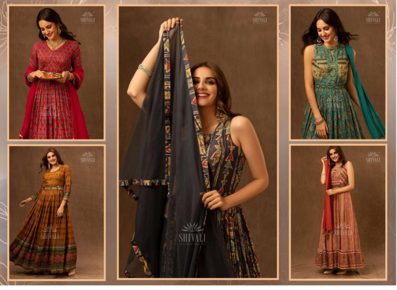 shivali tyohaar beautiful Upada prints elegant look indo western catalog