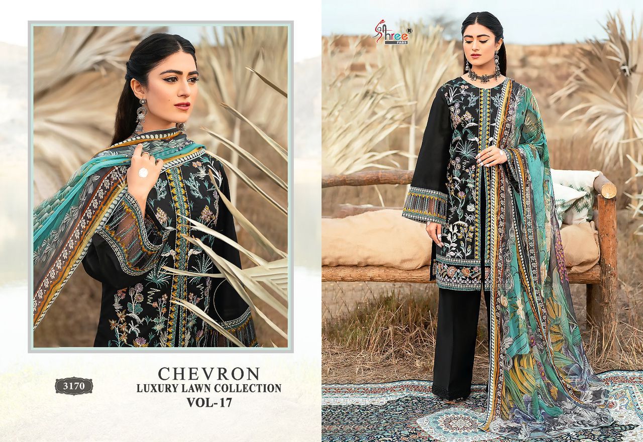 shree fabs Chevron Luxury Lawn Collection Vol 17 lawn cotton attrective print salwar suit with cottton dupatta catalog