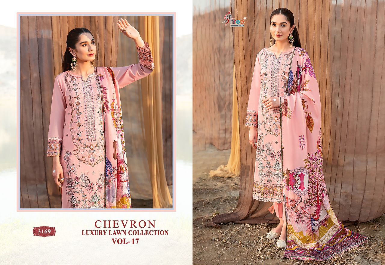 shree fabs Chevron Luxury Lawn Collection Vol 17 lawn cotton attrective print salwar suit with cottton dupatta catalog