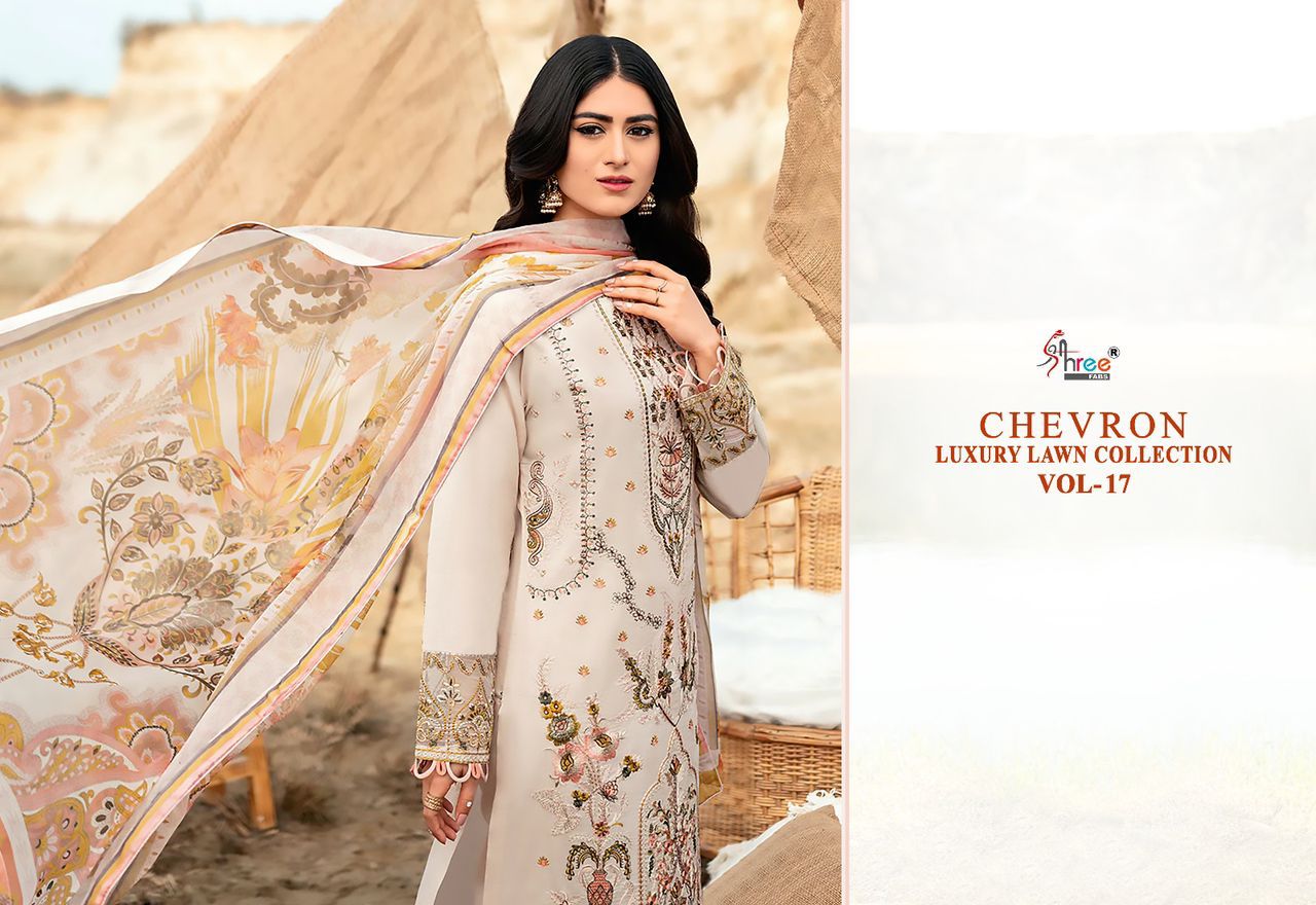 shree fabs Chevron Luxury Lawn Collection Vol 17 lawn cotton attrective print salwar suit with cottton dupatta catalog