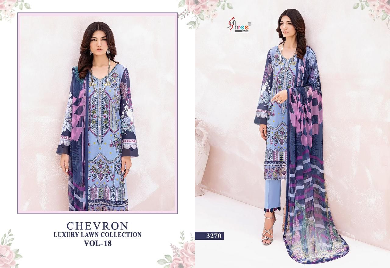 shree fabs Chevron Luxury Lawn Collection Vol 18 lawn cotton attrective print salwar suit with cottton dupatta catalog