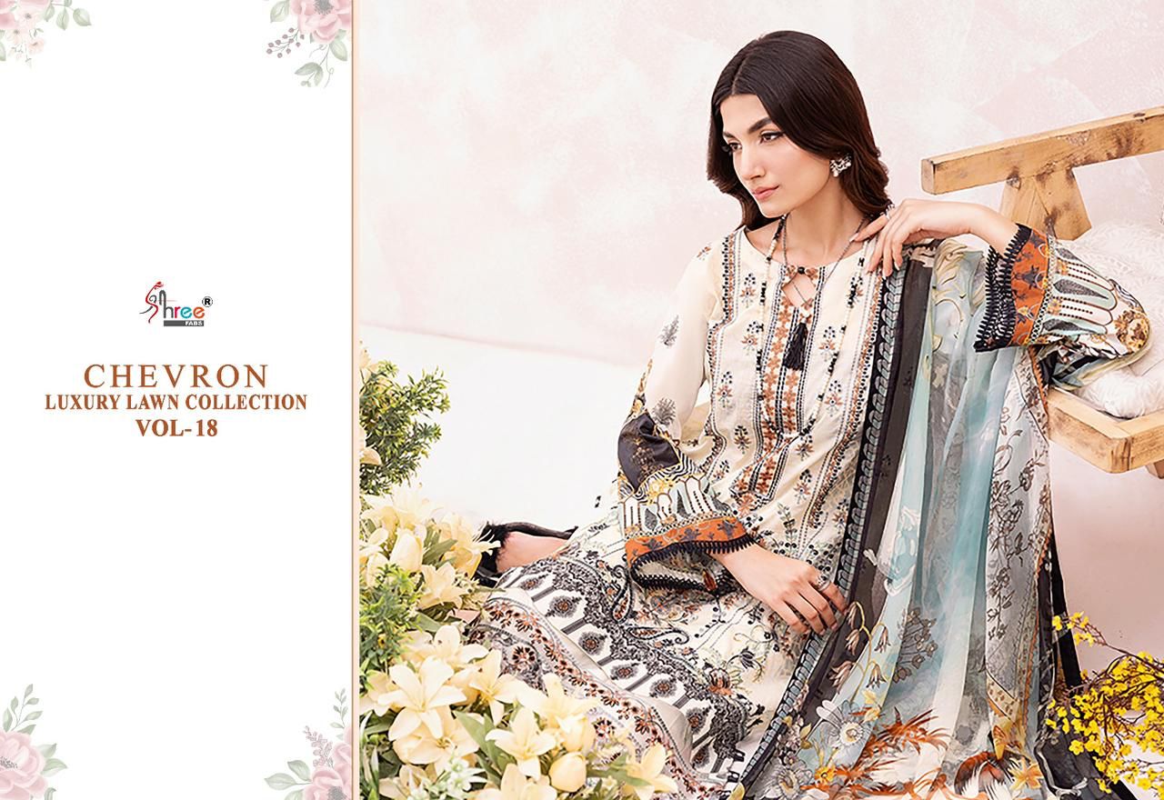 shree fabs Chevron Luxury Lawn Collection Vol 18 lawn cotton attrective print salwar suit with cottton dupatta catalog