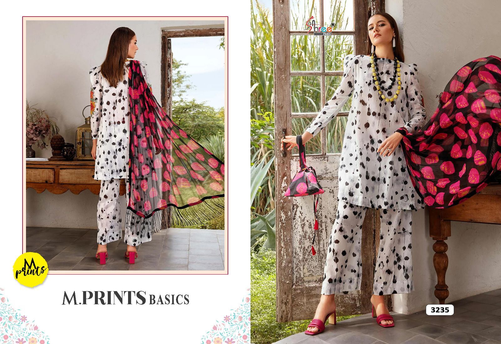 shree fabs M Prints Basics cotton graceful look salwar suit shiffon dupatta catalog