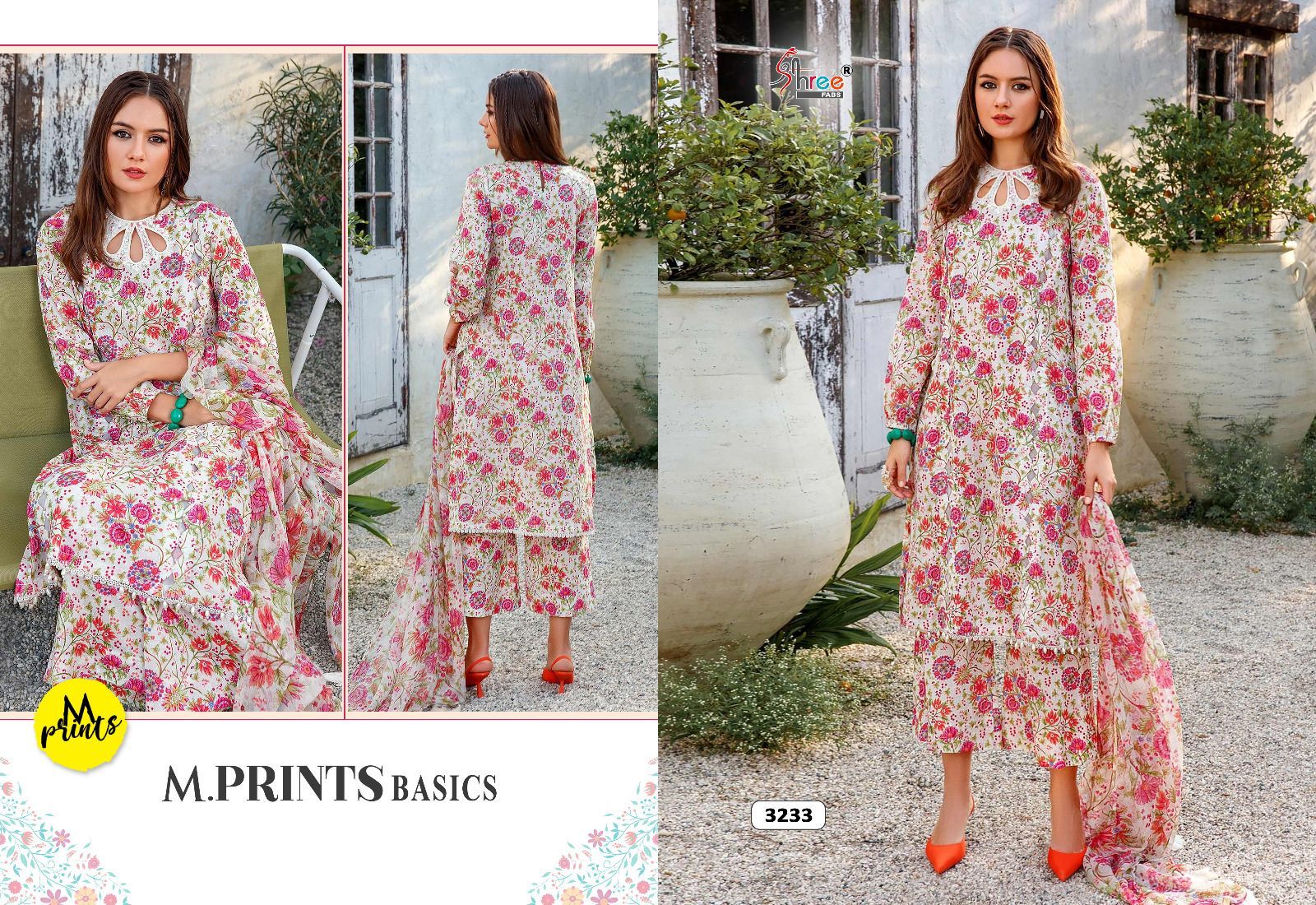 shree fabs M Prints Basics cotton graceful look salwar suit shiffon dupatta catalog