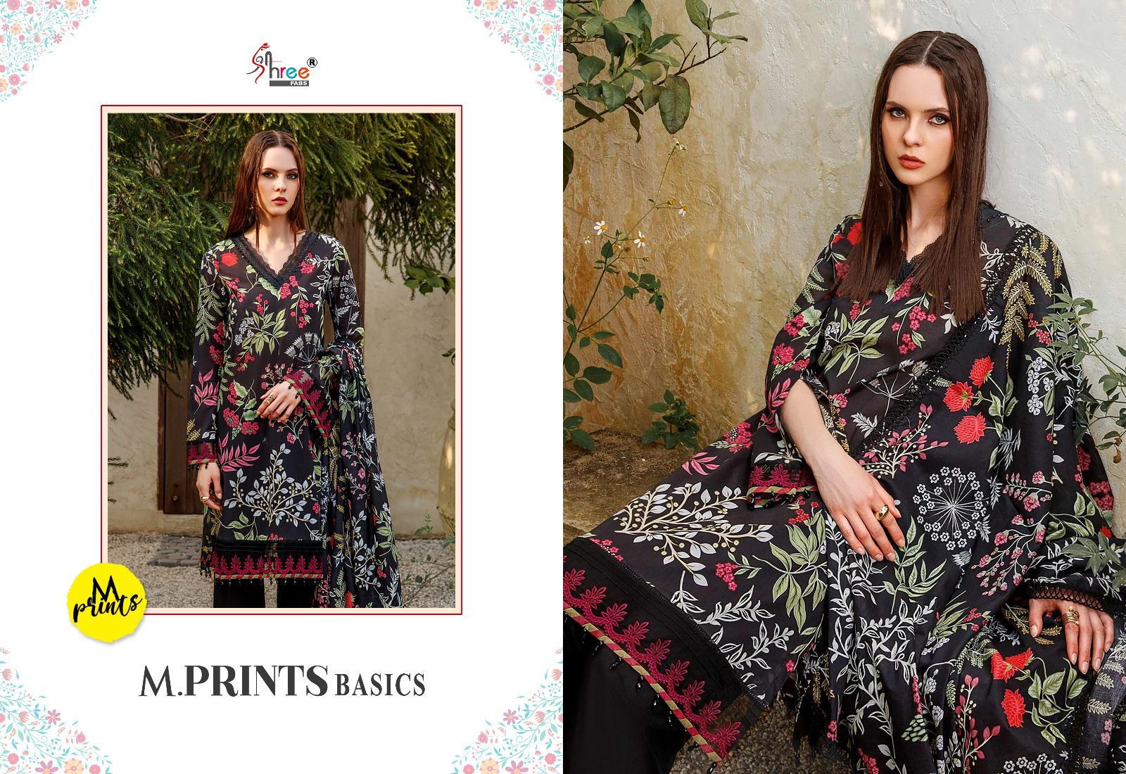 shree fabs M Prints Basics cotton graceful look salwar suit shiffon dupatta catalog