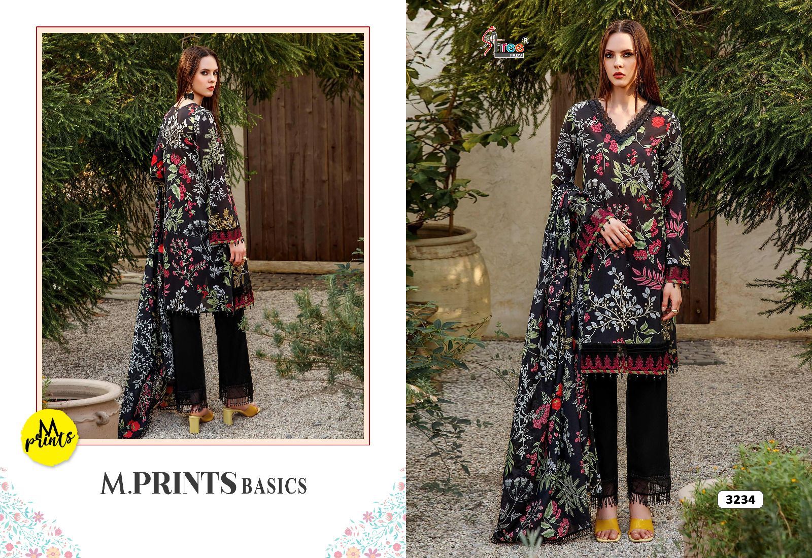 shree fabs M Prints Basics cotton graceful look salwar suit shiffon dupatta catalog