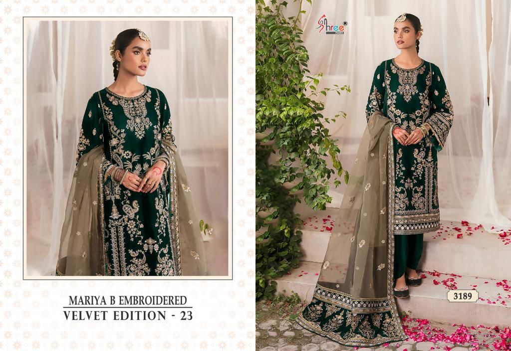 shree fabs maria b velvet edition 23 9000 velvet gorgeous look salwar suit catalog