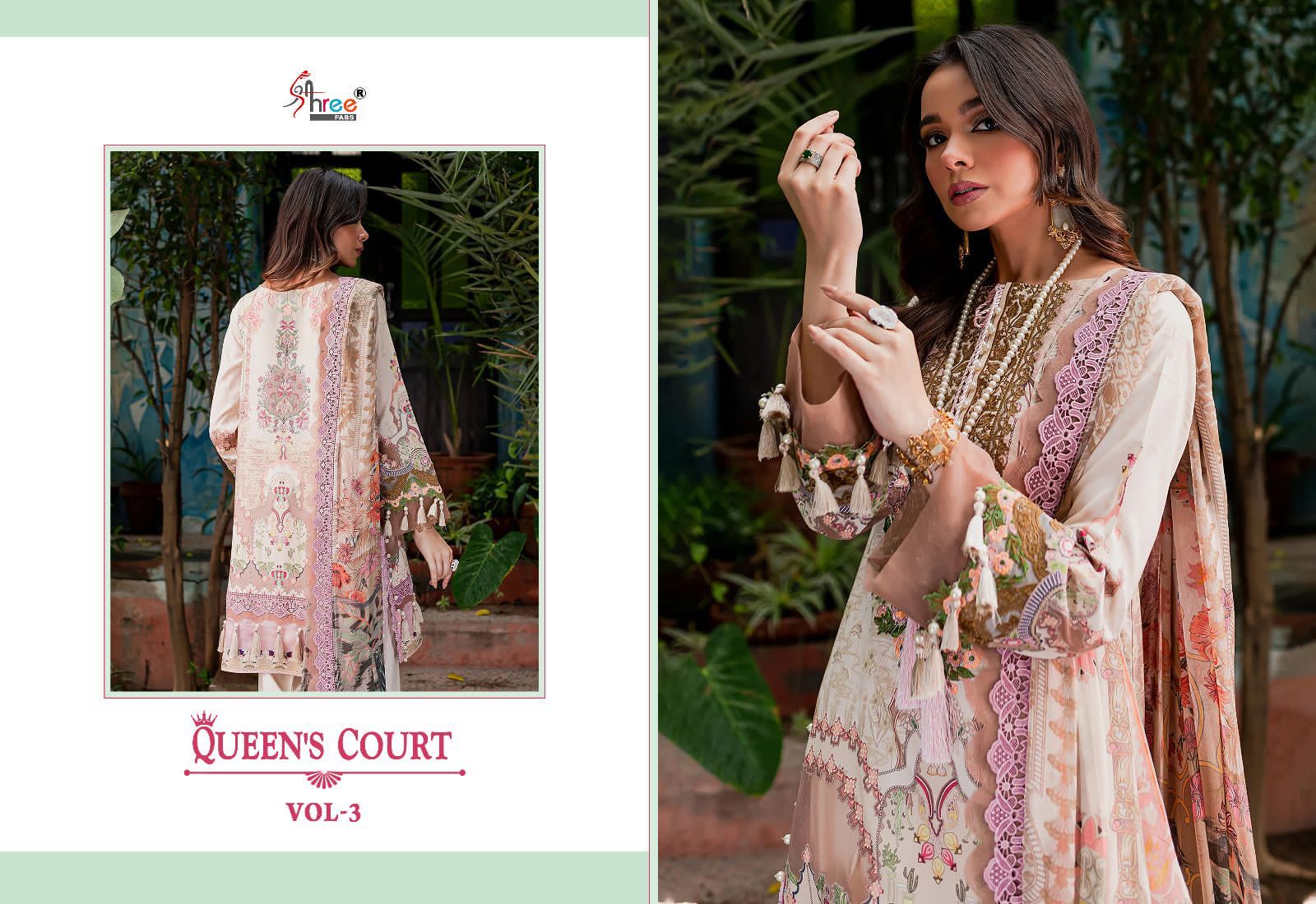 shree fabs queens court vol 3 cotton exclusive print salwar suit silver dupatta catalog