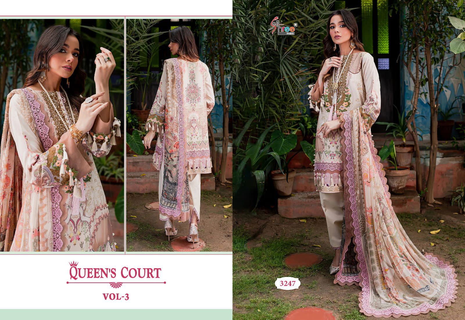 shree fabs queens court vol 3 cotton exclusive print salwar suit silver dupatta catalog