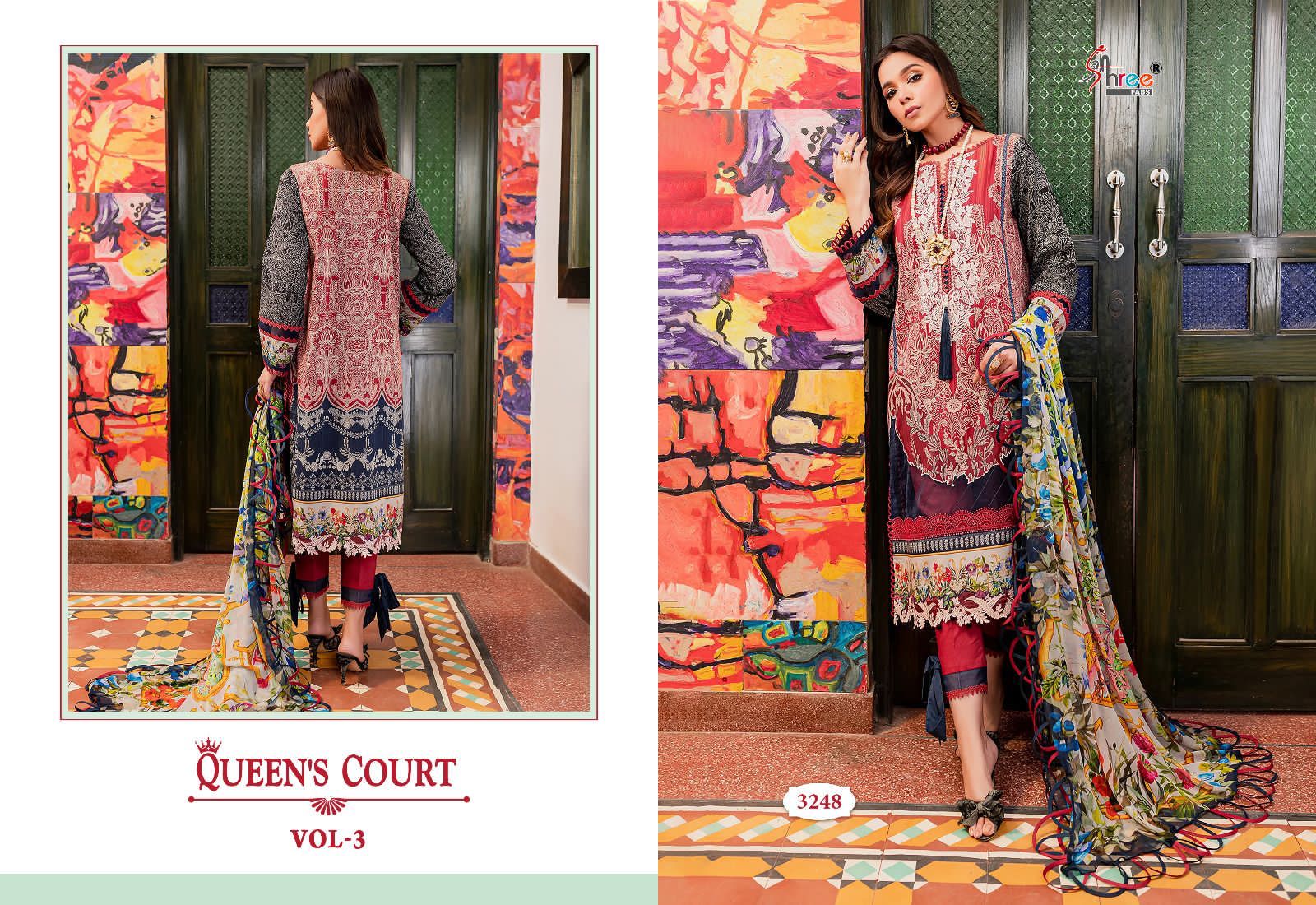 shree fabs queens court vol 3 cotton exclusive print salwar suit silver dupatta catalog