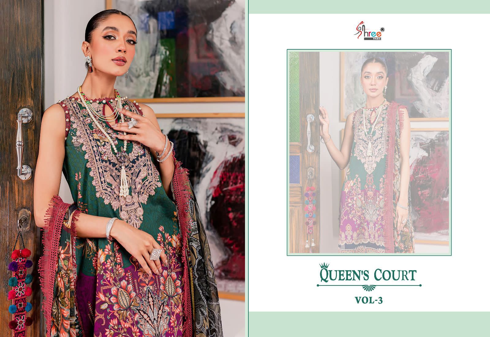 shree fabs queens court vol 3 cotton exclusive print salwar suit silver dupatta catalog