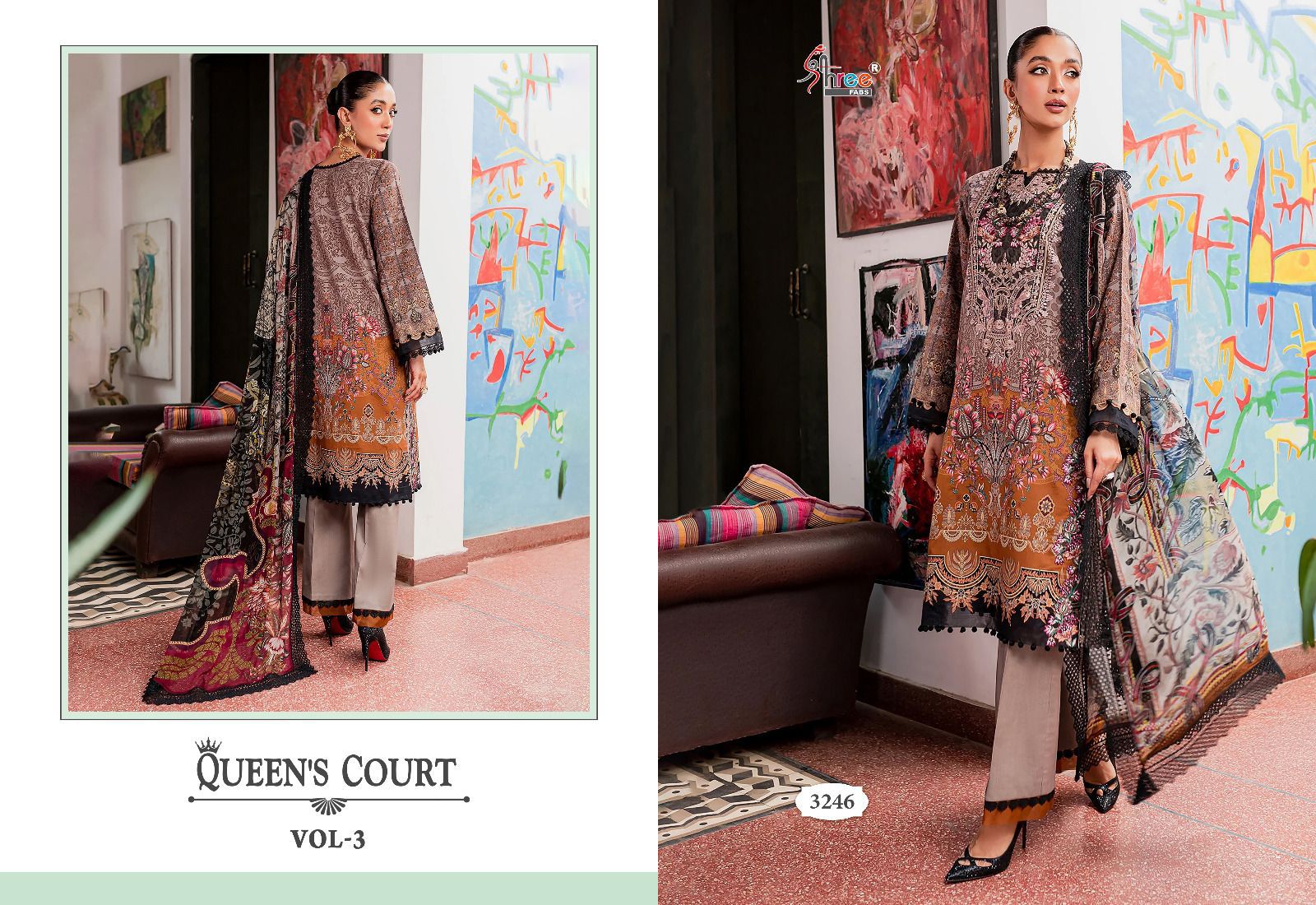 shree fabs queens court vol 3 cotton exclusive print salwar suit silver dupatta catalog