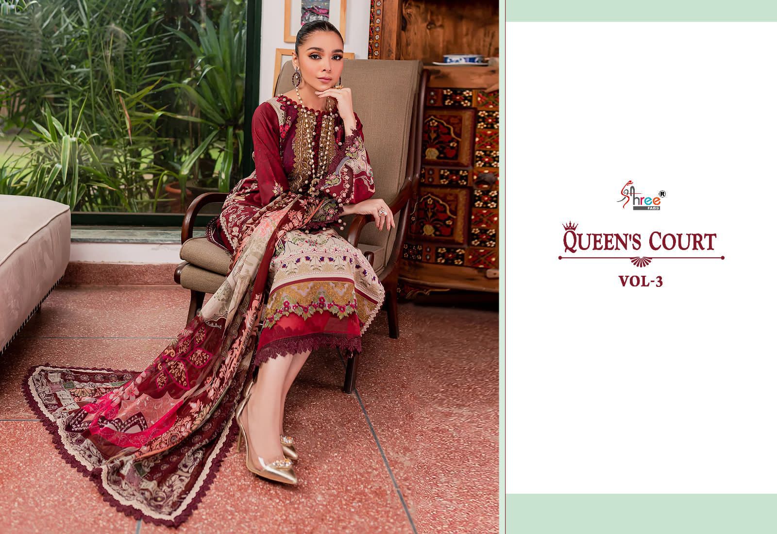 shree fabs queens court vol 3 cotton exclusive print salwar suit silver dupatta catalog