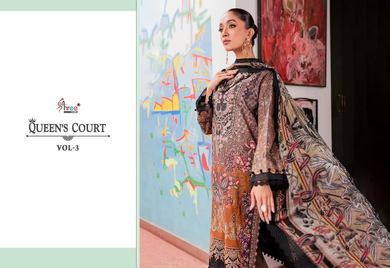 shree fabs queens court vol 3 cotton exclusive print salwar suit silver dupatta catalog