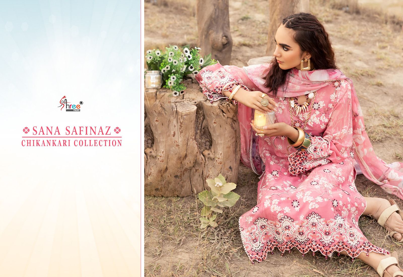 shree fabs sana safinaz chikankari collection lawn decent embroidery look salwar suit siffon dupatta catalog