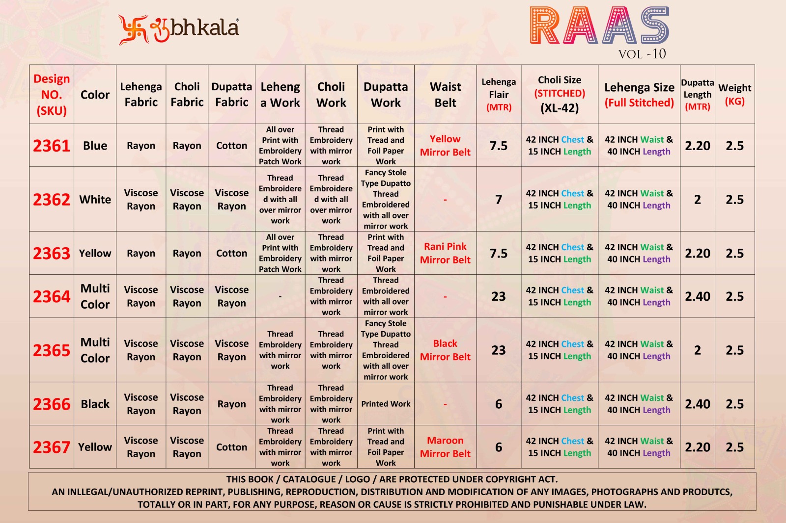 shubhkala raas vol 10 rayon look lehngha catalog