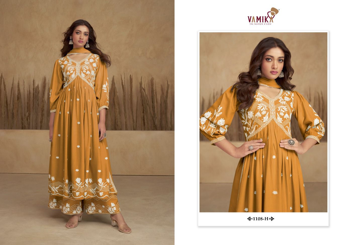 vamika Aadhira Vol 6 silver D No1108f To 1108J rayon viscose regal look kurti pant with dupatta catalog