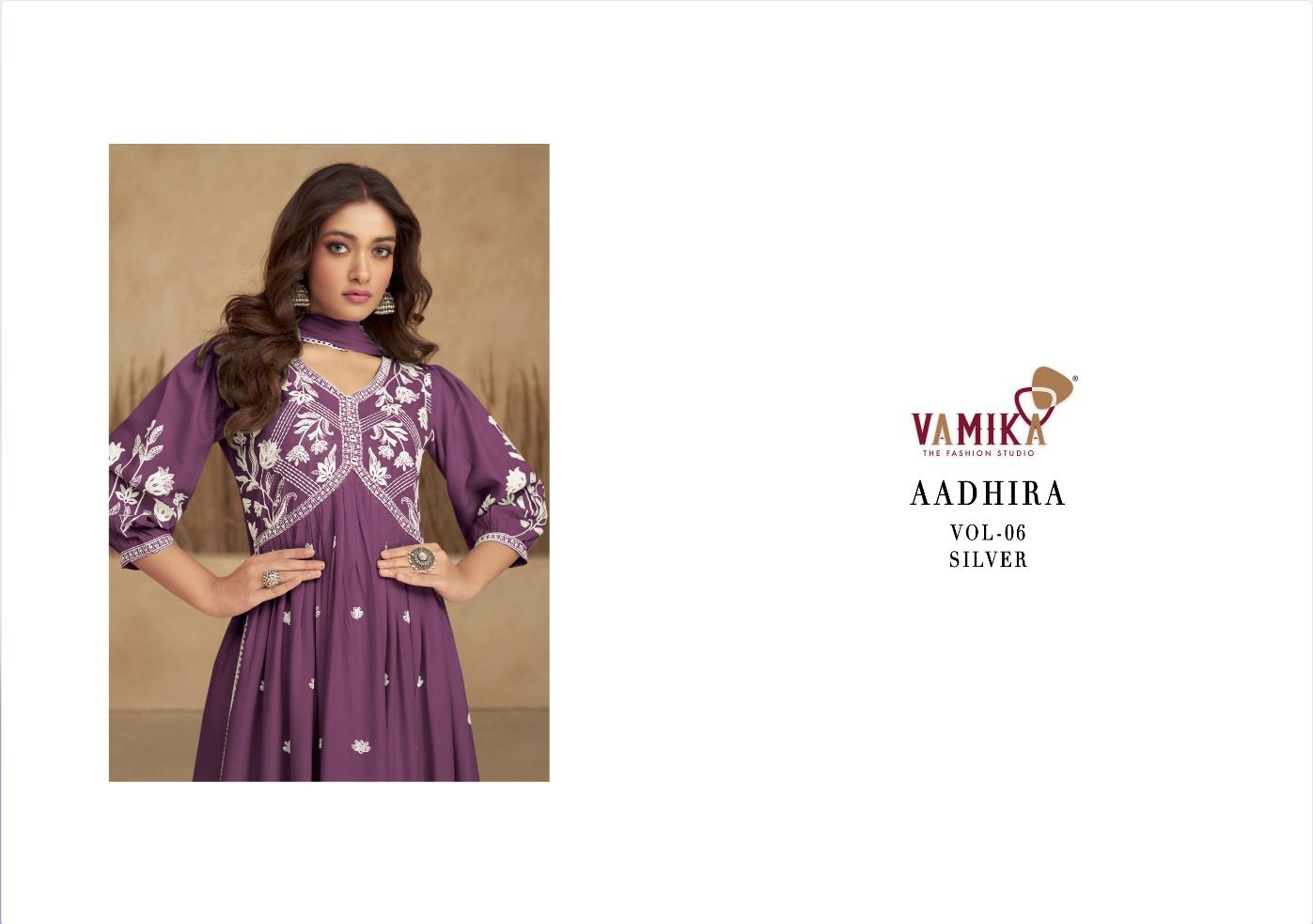 vamika Aadhira Vol 6 silver D No1108f To 1108J rayon viscose regal look kurti pant with dupatta catalog