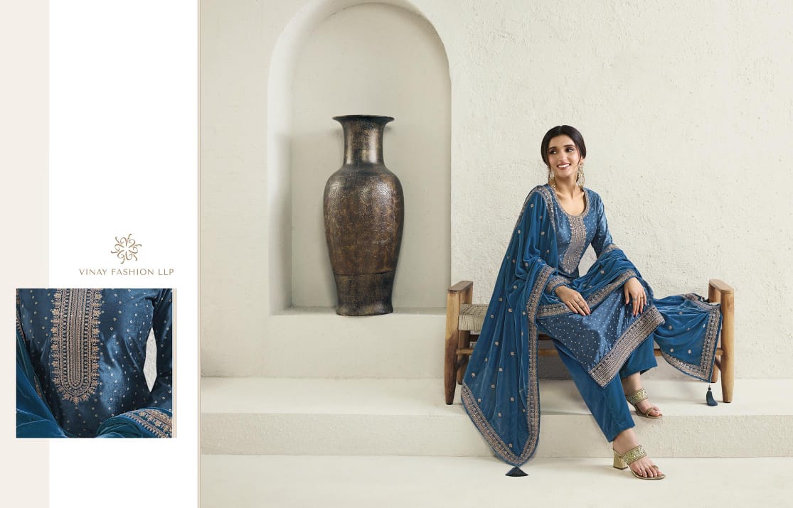 vinay fashin Kervin Kanval velvet regal look salwar suit catalog