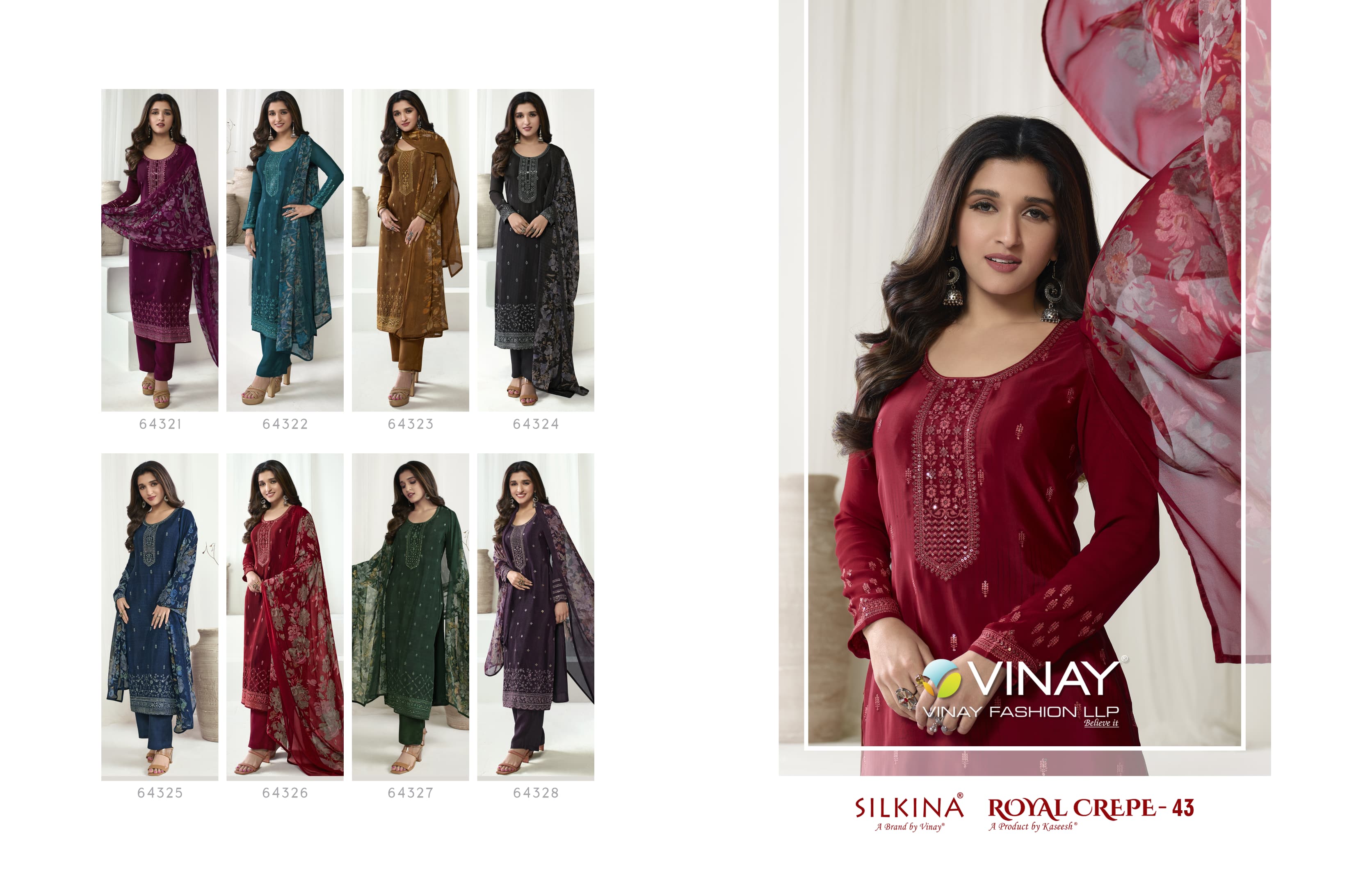 vinay fashion kaseesh royal crepe 43  royal crepe graceful look salwar suit catalog